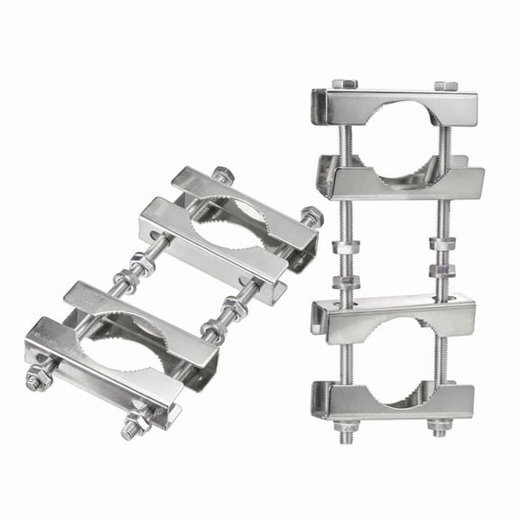 2-Pack Square Mast Clamp Kit with V-Jaw Clamp to Mast Mount Bracket for Antenna, CB, Ham Radio