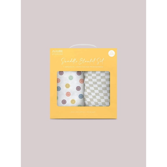 2-Pack Square Swaddle Blanket Set - Happy Baby Vibes