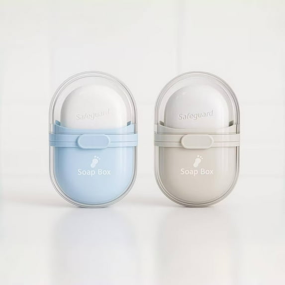 Vonpri 2 pack Soap Dishes Shower Holder Travel Soap Case with Lid and Draining Layer for small Bars