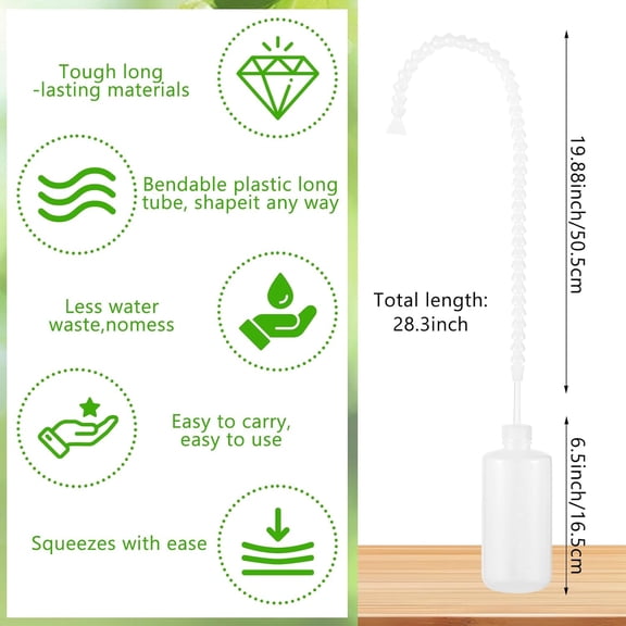 2 Pack Squeeze Bottle for Hanging Plants with Adjustable Angle, 19.6" Long Nozzle Watering Container for Outdoor Indoor Hanging Baskets
