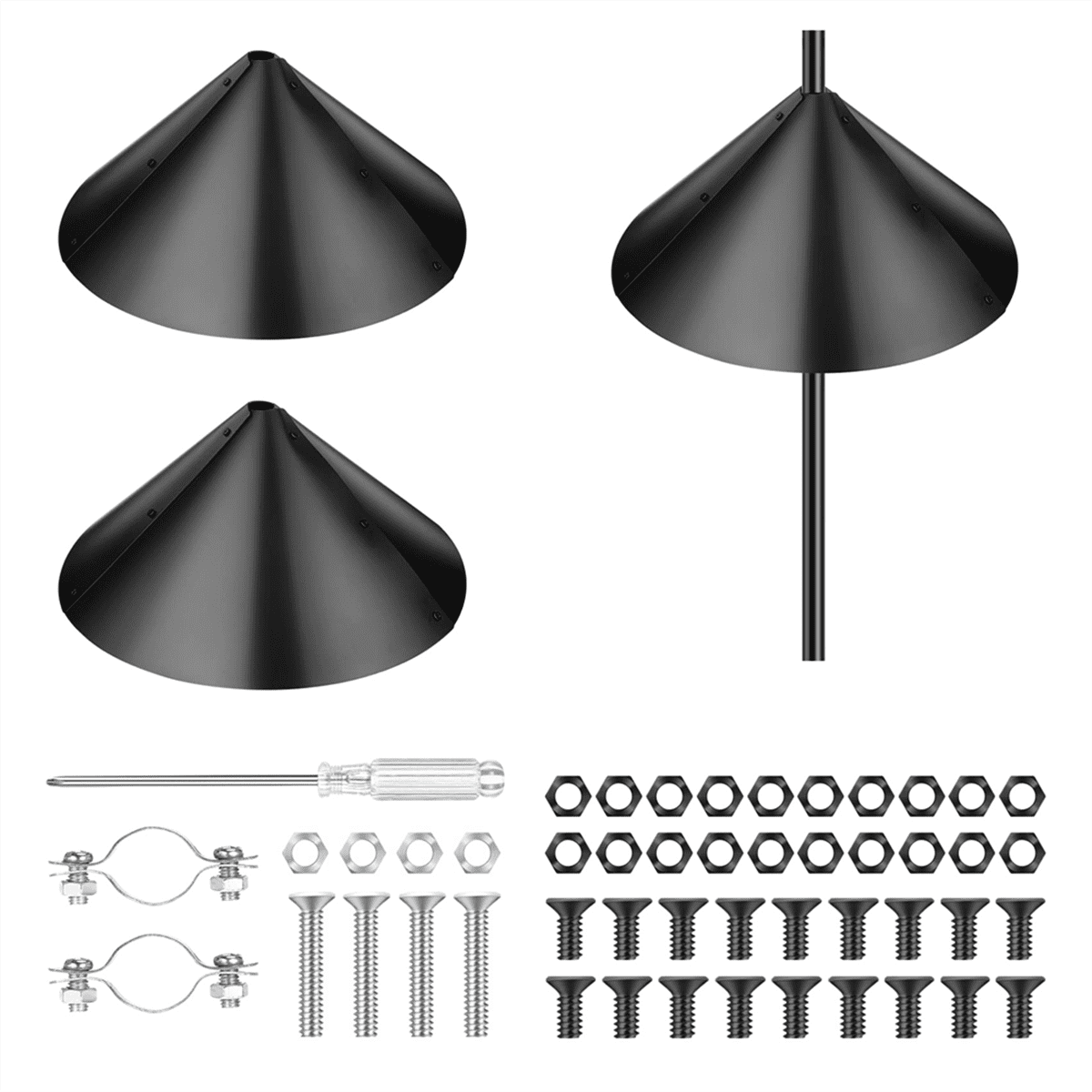 2 Pack Squirrel Baffle for Bird Feeders Black Plastic Guard to Keep