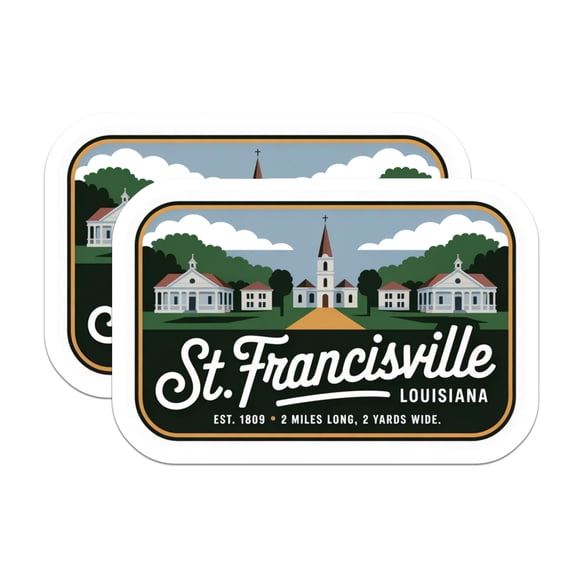 (2 Pack) St Francisville Louisiana Stickers - Travel Souvenir Decal - Louisiana Town - 5" On Longest Side - Sticks to Smooth Flat Surfaces - Made in USA - BMCS18712