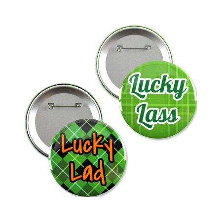 2 Pack - St. Patrick's Day Date Night Pinback Button Badges - 3 Inch Round