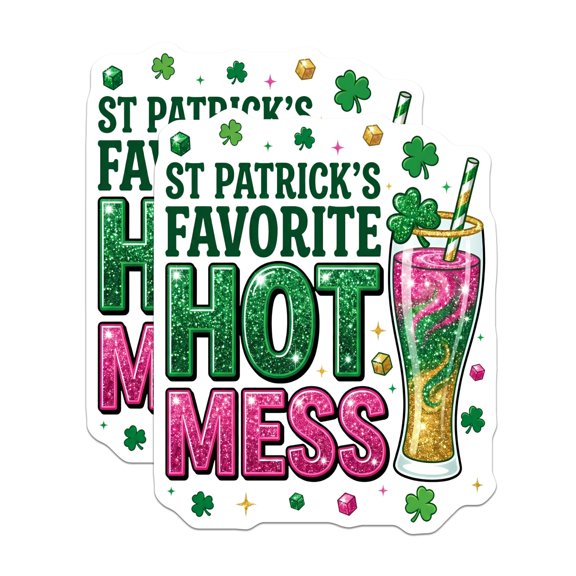 (2 Pack) St Patricks Day Magnets - Hot Mess Decor - Irish Holiday Fun Fridge Magnets - 5" On Longest Side - Premium Magnet - for Cars, Refrigerators, Toolboxes, Lockers - Made in USA - MAG16802
