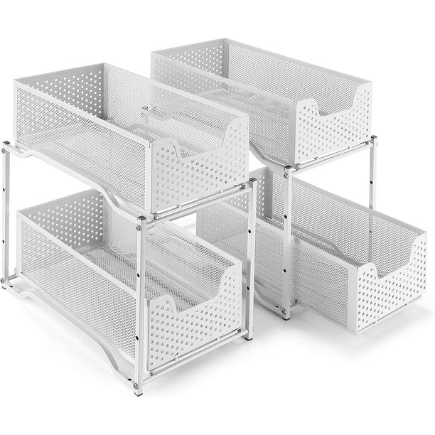 2 Pack Stackable 2Tier under Sink Organizer with Sliding
