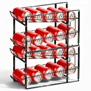stusgo 2 Pcs Simple Houseware Can Organizer,Stackable Beverage Soda Can Dispenser Organizer Rack, Black