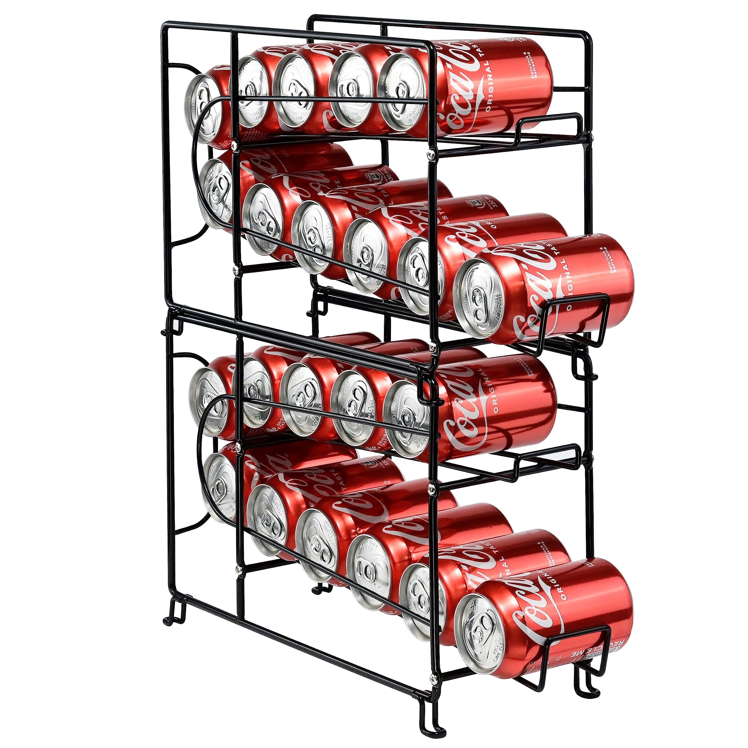 SUFAUY 2-Pack Stackable Can Rack Organizer, Soda Can Dispenser for Pantry, Holds up to 24 Cans, Black