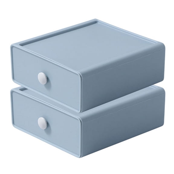 2 Pack Stackable Desk Organizer with Drawer Desktop Storage Box for Office Supplies, Pens, Makeup, Letters, 20*19*8cm