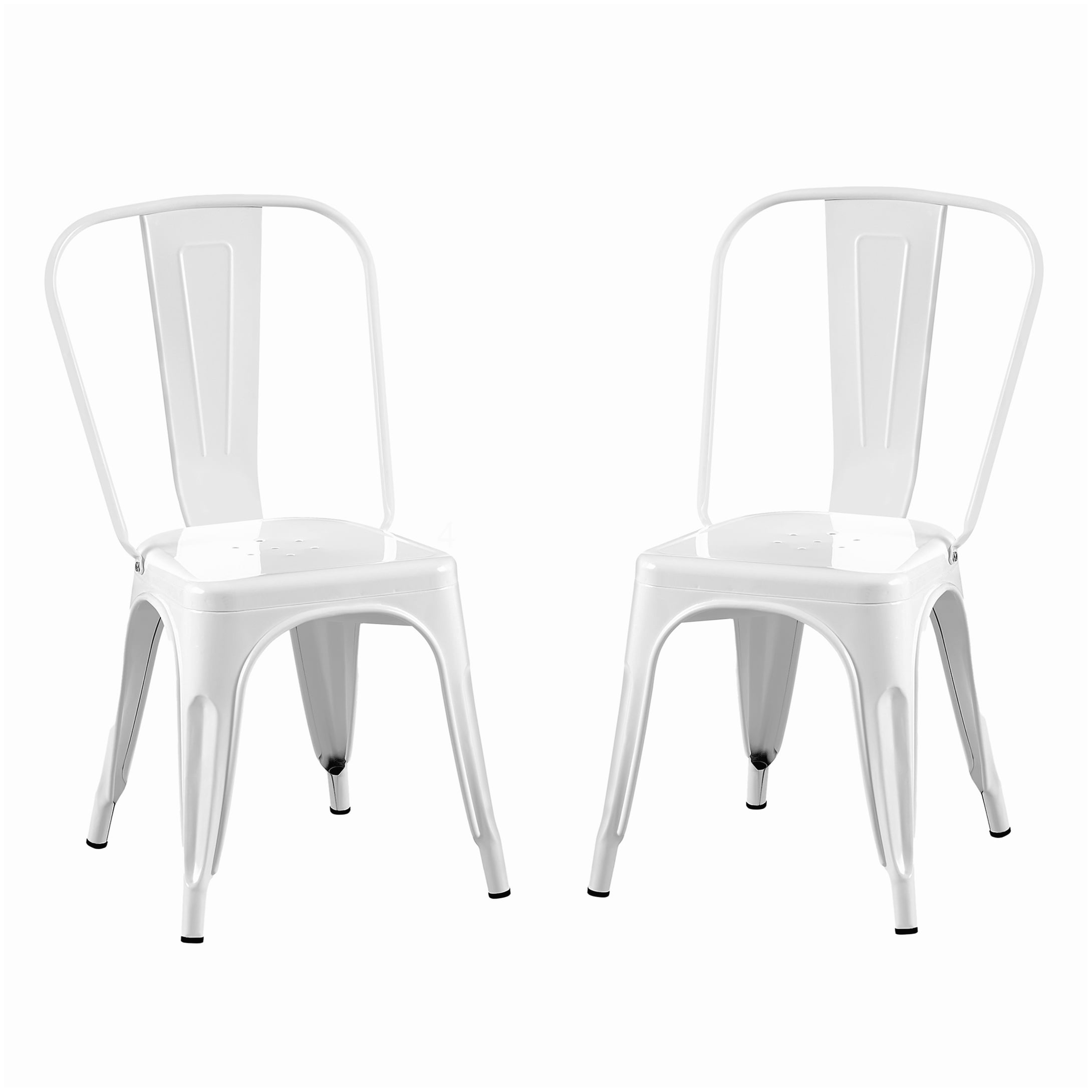 2 Pack Stackable Metal Bar Stools Antique White, 18 Inch Seat Height ...
