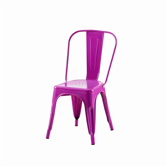 2-Pack Stackable Metal Chairs with High Gloss Purple Finish, Easy Assembly for Dining Room & Kitchen