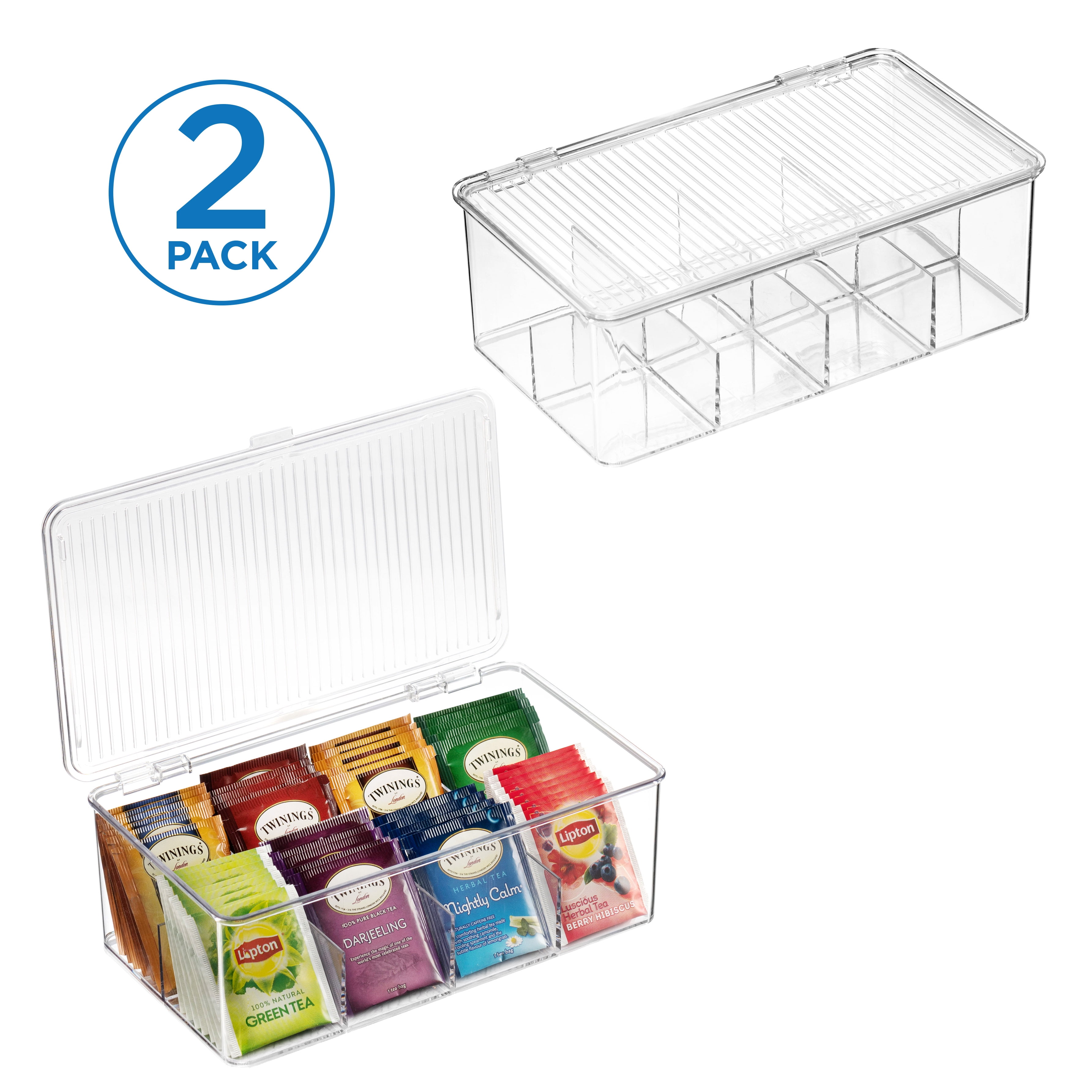 2 Pack Mini Plastic Food Packet Organizer Caddy for Fridge or Freezer-  Hanging Storage for Kitchen, Pantry, Cabinet - Tea Bag, Spice Pouches,  Dressing Mixes, Taco Seasoning - Clear 
