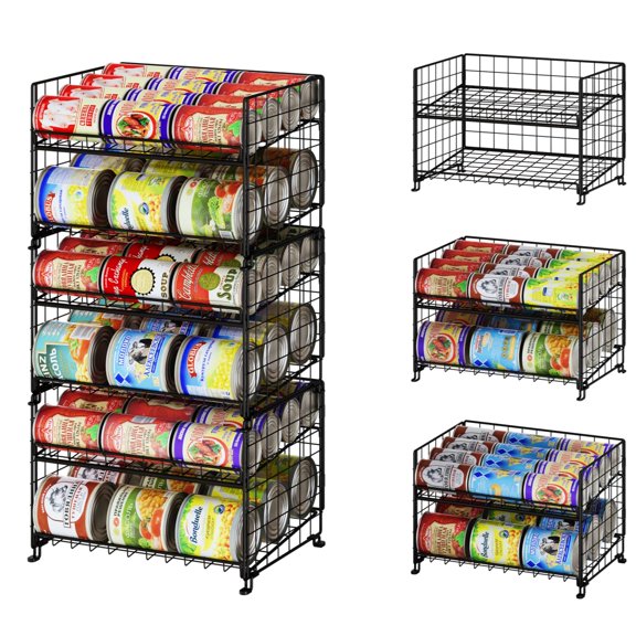 2-Pack Stackable Rack Organizer, Storage for Kitchen Pantry Cabinet, Holders for Food, Multifunctional Dispenser for Snacks Soda