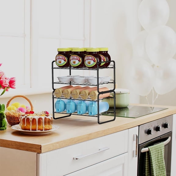 2 Pack Stackable Water Bottle Organizer for Cabinet Refrigerator Storage Rack