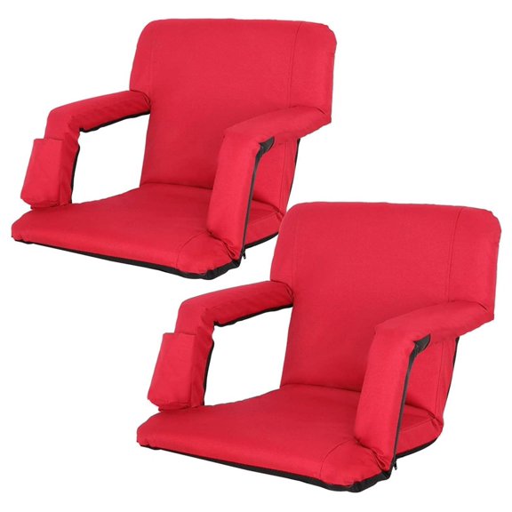 2 Pack Stadium Seats for w/Back Support Padded Cushions 20.5"/25" Wide Comfortable Chairs, Portable & Reclining Design - Ideal for Camping, Stadium Events