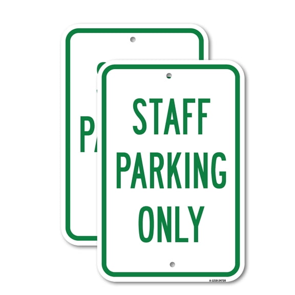 (2 Pack) Staff Parking Only | 18" X 24" Heavy-Gauge Aluminum Sign | Rust Free Aluminum, Weather Resistant, Waterproof, Fade Resistant, 2 Pre-drilled Holes