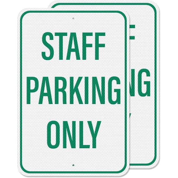 2 Pack Staff Parking Sign 18 12 Inches High Reflective Waterproof Aluminum Signage with Pre-Drilled Holes for Office Business Warehouse Private Property
