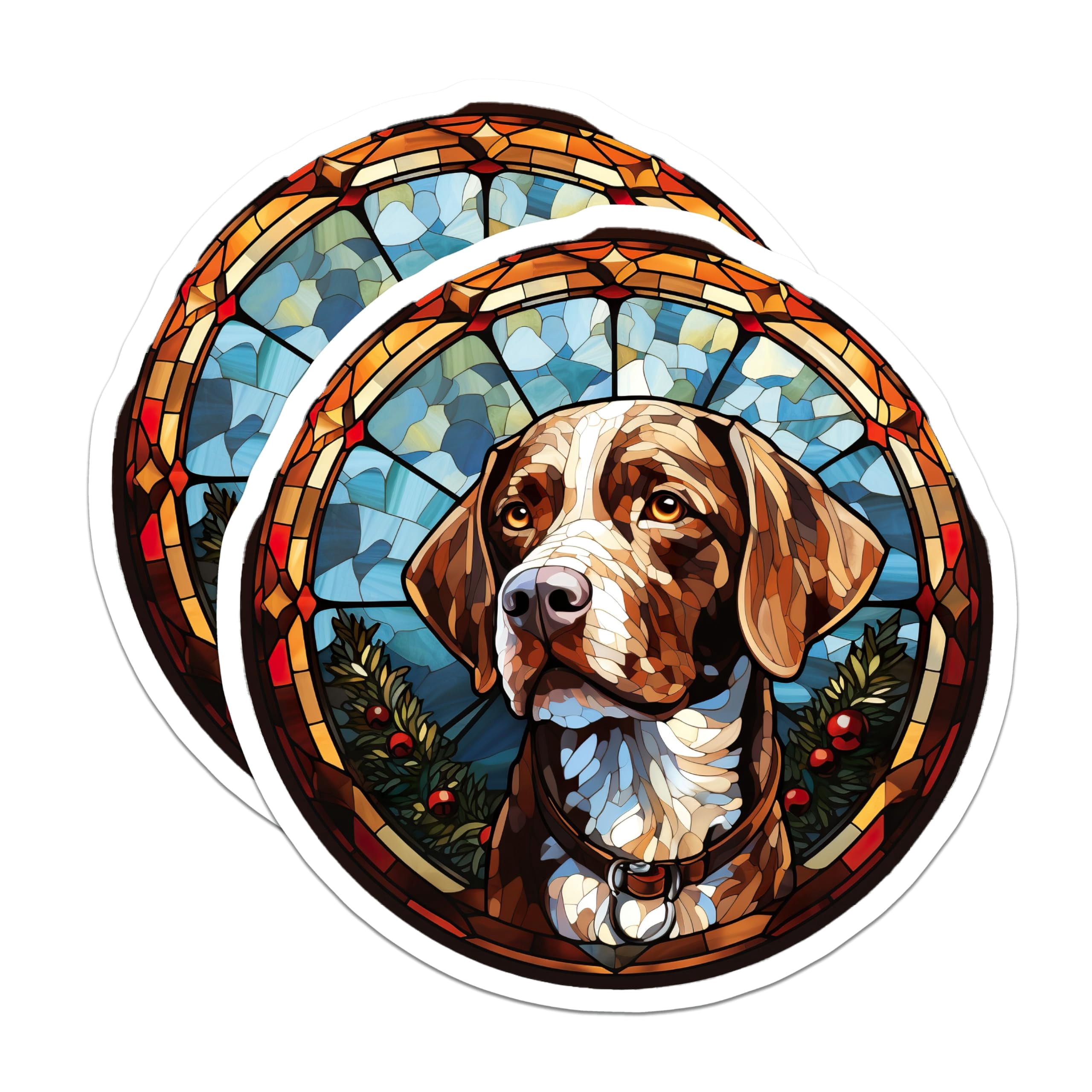 (2 Pack) Stained Glass Dog Stickers - Pointer Hound Dog Decal - Pet ...