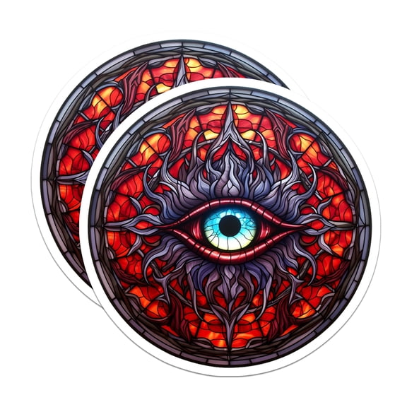 (2 Pack) Stained Glass Eye Magnets - All Seeing Eye Art - Mystical Fantasy Decor - Gothic Occult Witchy - 5 Inches On Longest Side - Thick Durable Magnet - Made in USA - MAG20629