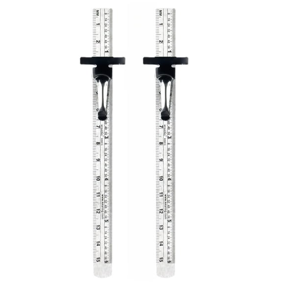2-Pack Stainless Steel 6-Inch Measuring Ruler Pocket Size Precision Tools