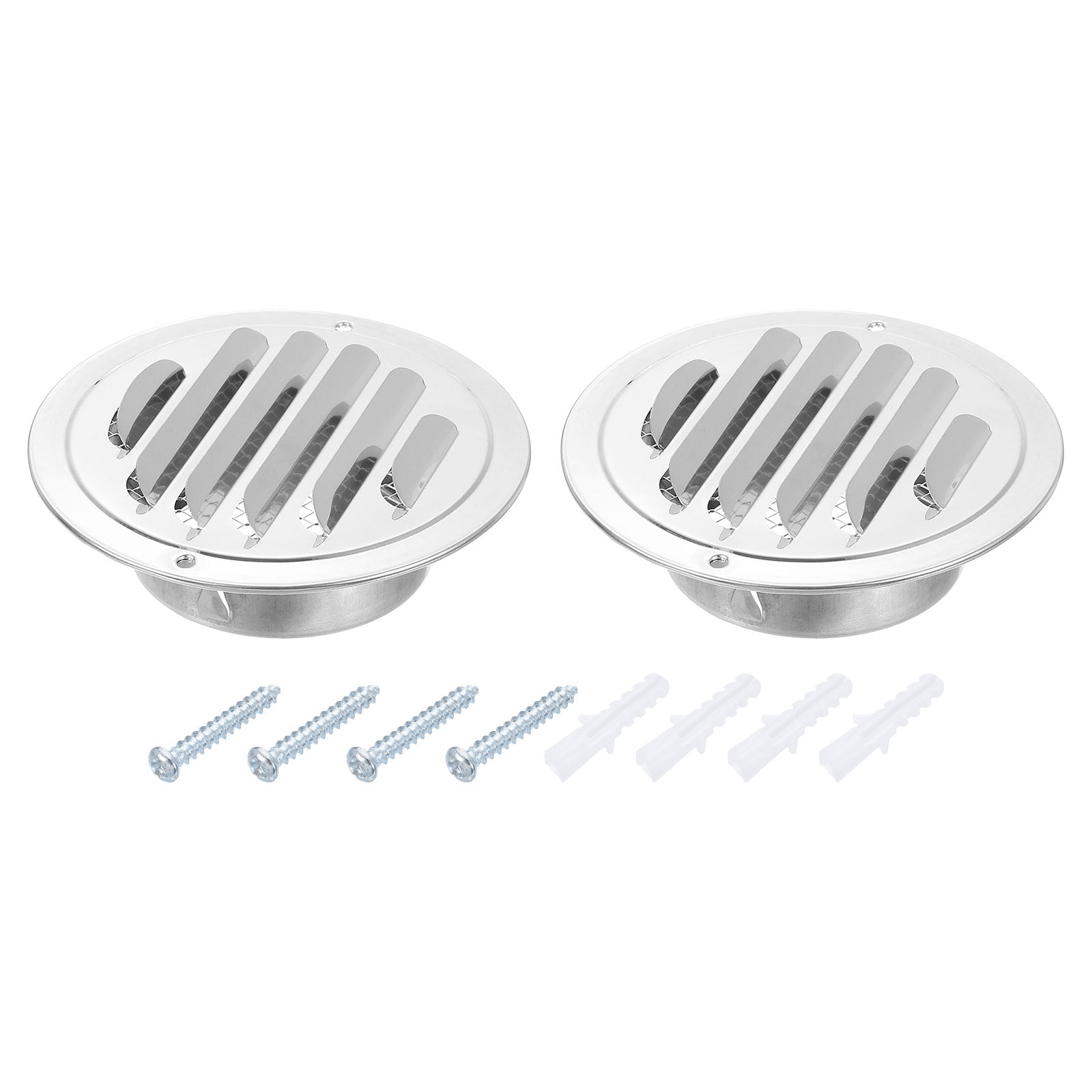 2 Pack Stainless Steel Air Vents, 3 Inch Louvered Grille Cover, Silver