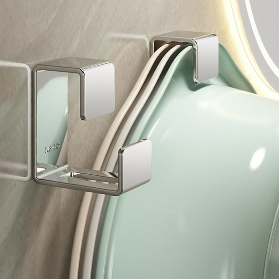 2 Pack Stainless Steel Bathroom Wall Hooks, Silver/Gray Multi-Purpose Basin Rack Towel Holder, Wall Mounted Metal Robe Hooks, Kitchen Sink Storage Bracket for Cleaning Cloths, Bathroom Supplies