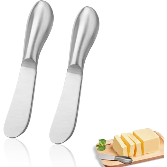 2-Pack Stainless Steel Butter Knives – Multipurpose Spreader Set for Cold Butter, Cream Cheese, Jam & Charcuterie