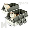 thumbnail image 1 of 2 Pack Stainless Steel Cat Litter Box, Small High Sides Litter Box for Multi Cats & Kittens, Anti-Leak Lid, Non-Stick, Odor Control, Easy Clean, Includes Scoop, 1 of 6