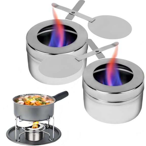 2 Pack Stainless Steel Chafing Fuel Holder with Safety Cover Canned Heat Fuel Box for Buffets, Barbecue & Catering Events, Silver