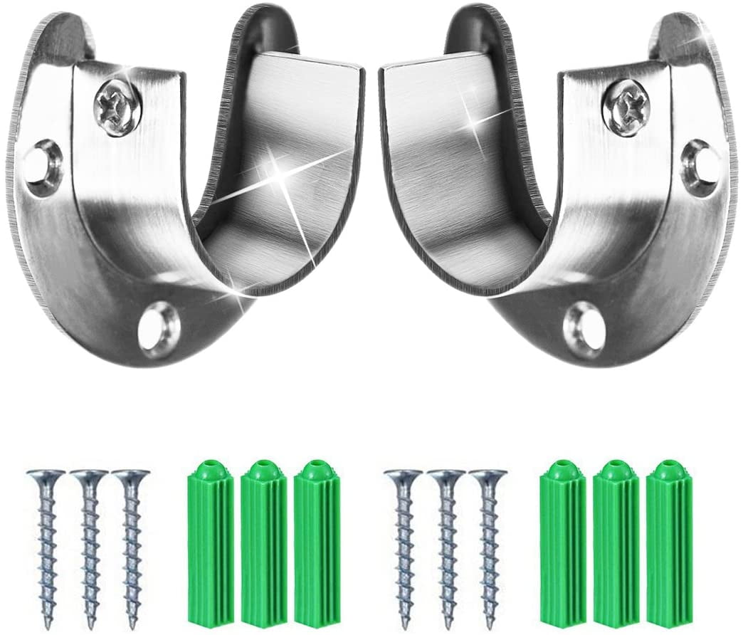 2 Pack Stainless Steel Closet Pole Sockets, Heavy Duty Closet Rod End