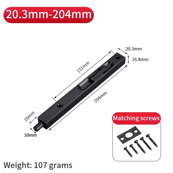 2 Pack Stainless Steel Concealed Door Locks with Hardware – Recessed Latch Bolts for French & Double Doors, Heavy Duty Security Design black 8in