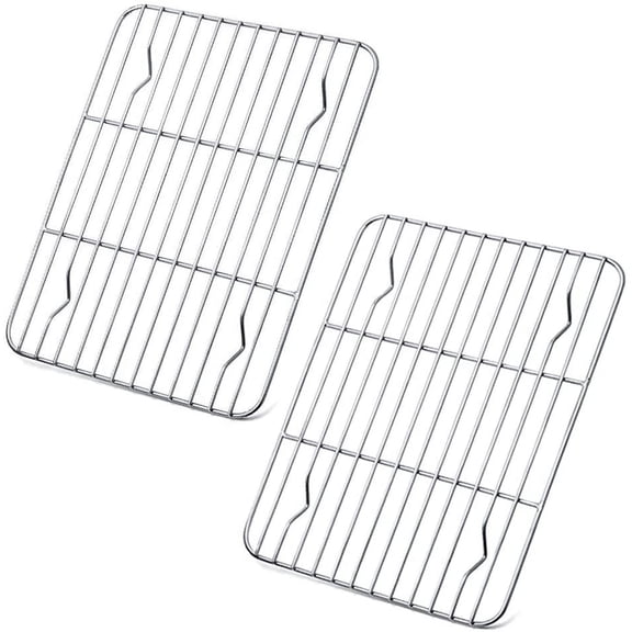 2 Pack Stainless Steel Cooling Rack, Baking Rack for Baking Sheet, Fits Small Toaster Oven, Dishwasher Safe Rust Free | 9.7"x7.3"