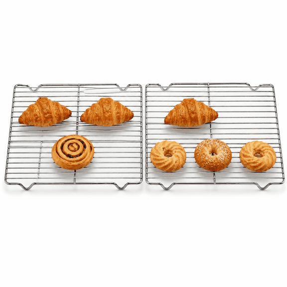2-Pack Stainless Steel Cooling Racks for Baking and Roasting, Fits Quarter Sheet Pan, Oven Safe & Dishwasher Safe, Heavy Duty Baking Rack for Cookies, Meat, Cakes