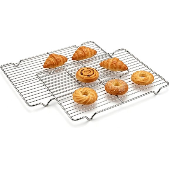 2-Pack Stainless Steel Cooling Racks for Baking and Roasting, Fits Quarter Sheet Pan, Oven Safe & Dishwasher Safe, Heavy Duty Baking Rack for Cookies, Meat, Cakes