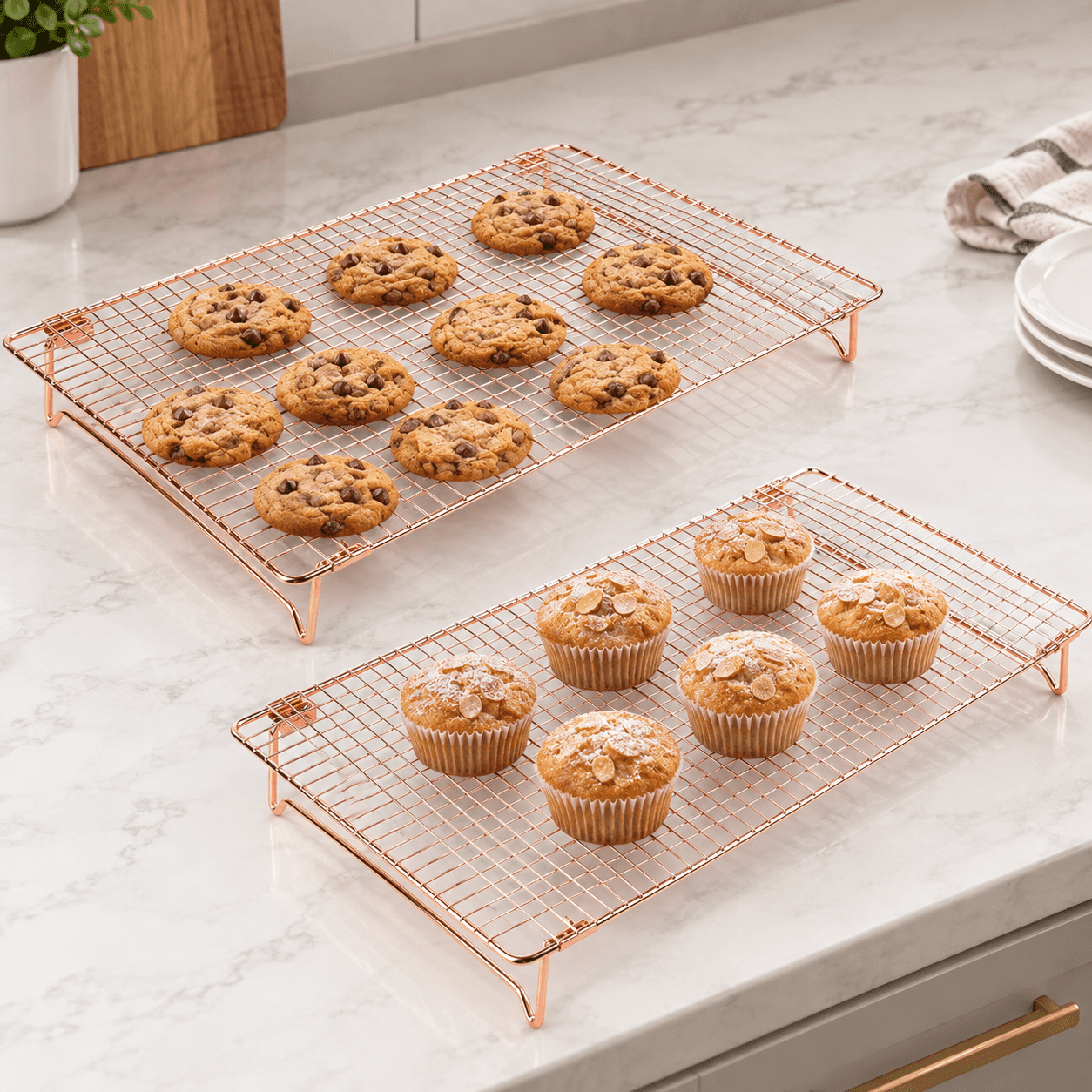 Cookoing Rack 2 Pack Stainless Steel Cooling Racks with Collapsible Folding Legs ...