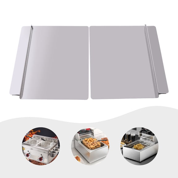 2 Pack Stainless Steel Deep Fryer Splatter Guard, 20.5" W 18" H Commercial Oil Splash Shield with Universal Clips, Anti-Side Splash for Fryer