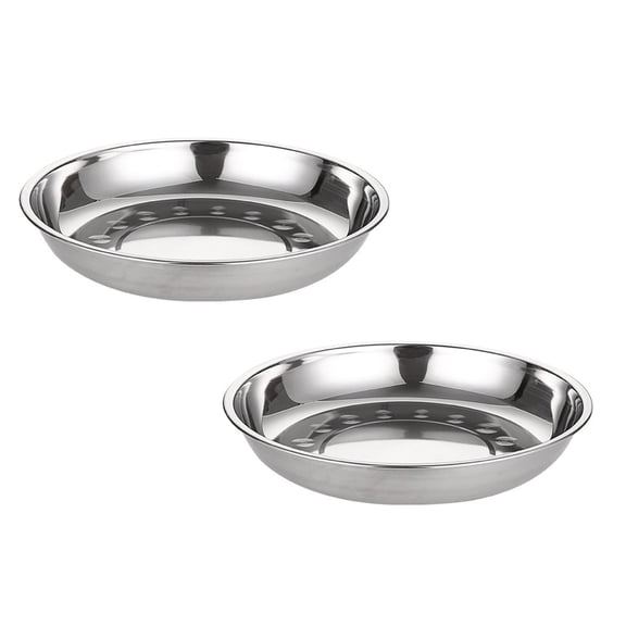 2 Pack Stainless Steel Dinner Plates, 6.3" Round Kitchen Dish Plates, Rust-Proof Camping Serving Plates for BBQ, Snack, Salad, Appetizer, Fruit, Cookies