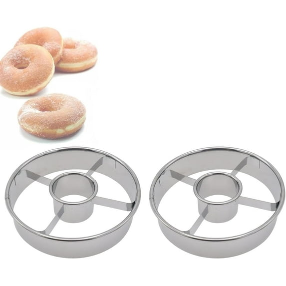 2 Pack Stainless Steel Donut Cutter,Doughnut Cutters Mold, Silver
