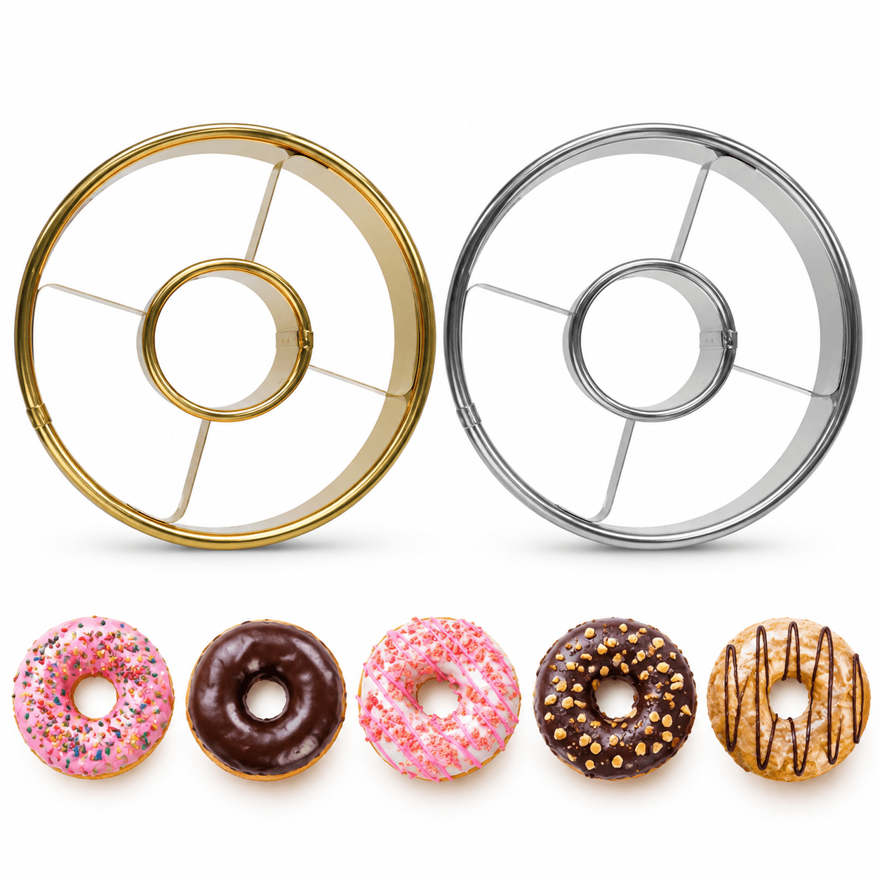 2 Pack Stainless Steel Donuts Cutter Set, Silver & Gold - Walmart.com