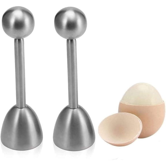 2 Pack Stainless Steel Egg Cutter Set, Egg Shell Opener Tool for Hard Boiled & Raw Eggs, Kitchen Accessory