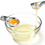 Qixovren 2 Pack Stainless Steel Egg Separator, Clip-On Hands-Free Egg Yolk White Separator for Bowls, Dishwasher Safe