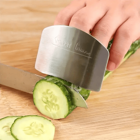 2 Pack Stainless Steel Finger Guard for Cutting, Adjustable Knife Finger Protector, Reusable Kitchen Safety Hand Shield for Chopping, Slicing, Dicing Vegetables, Fruits, Meat, Cheese and Meal Prep