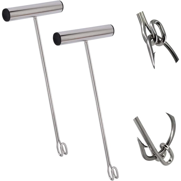 2 Pack Stainless Steel Fishing Hook Remover,Push/Pull Hook Remover,Dehooker Tool,Anti-Lost Saltwater Dehooker Tool Shark Hook Remover 12"