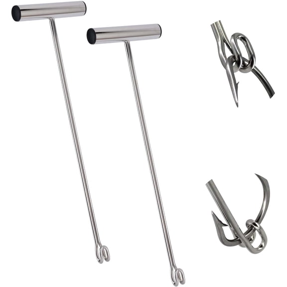 2 Pack Stainless Steel Fishing Hook Remover，Push/Pull Hook Remover，Dehooker Tool,Anti-Lost Saltwater Dehooker Tool Shark Hook Remover
