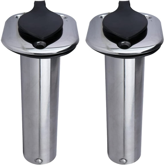 2-Pack Stainless Steel Fishing Rod Holder Flush Mount 90 Degree with PVC Cap, Inner Tube and Gasket