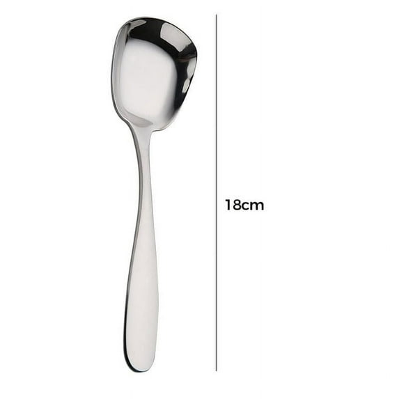 2-Pack Stainless Steel Flat Bottom Spoons | 304 Stainless Steel Dessert & Rice Spoons | Mirror Polished, Thickened Handle | 5-Piece Set for Coffee, Tea, Yogurt & Soup