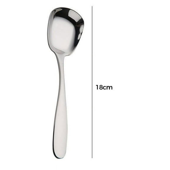 2-Pack Stainless Steel Flat Bottom Spoons | 304 Stainless Steel Dessert & Rice Spoons | Mirror Polished, Thickened Handle | 5-Piece Set for Coffee, Tea, Yogurt & Soup