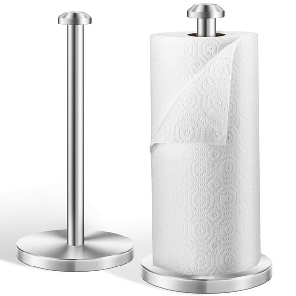 2 Pack Stainless Steel Free Standing Paper Towel Holder, Easy Loading