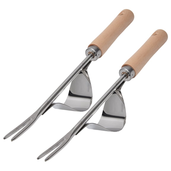 2-Pack Stainless Steel Garden Weeder with Beech Handle, Rustproof Hand Tool for Pulling Dandelions and Crabgrass, 12.2 Inch 2Pcs stainless steel