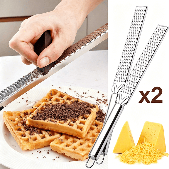 2-Pack Stainless Steel Handheld Grater | Kitchen Tool for Cheese, Chocolate, Lemon & Ginger | Zester, Shredder & Microplane for Cooking, Baking & Garnishing | Easy to Clean & Store