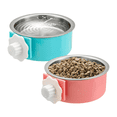 thumbnail image 1 of 2-Pack Stainless Steel Hanging Dog Bowls for Crate, Removable Pet Food & Water Feeder for Puppy, Cat, Rabbit, Ferret - Blue & Red, 1 of 6